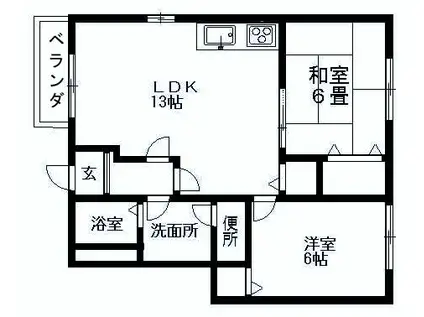 ボナールB(2LDK/1階)の間取り写真