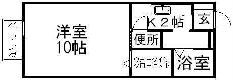 ウェル上加茂(1K/2階)の間取り写真