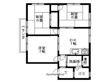 シャイン沖野上(3DK/2階)の間取り写真