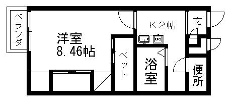 レオパレスサニーコート(1K/2階)の間取り写真