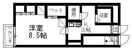 レオパレスエクレール(1K/2階)の間取り写真