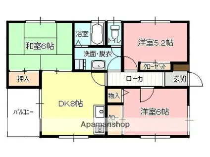 筒本アパート(3DK/2階)の間取り写真