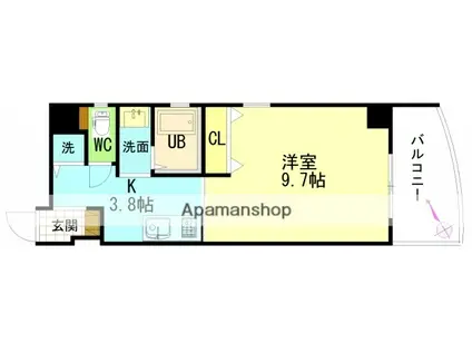 エルク中央(1K/7階)の間取り写真