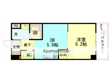 グローリ(1K/5階)の間取り写真