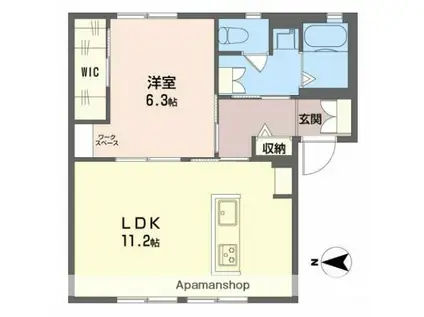 ミラベル瀬戸見(1LDK/1階)の間取り写真