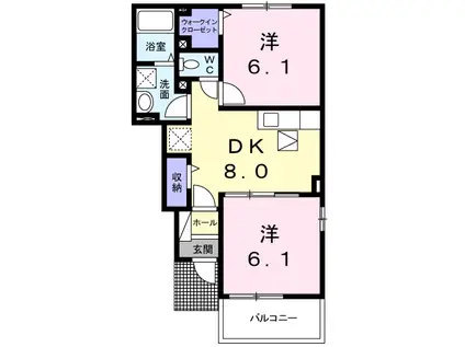 メゾンサンブライトⅢ (2DK/1階)の間取り写真