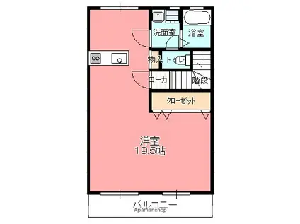 ルミエールA(ワンルーム/2階)の間取り写真