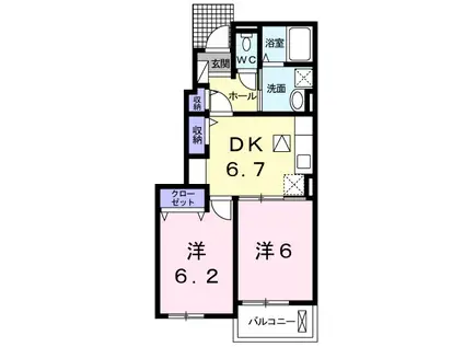 リバーサイドレジデンスC(2DK/1階)の間取り写真