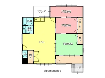浜田アパート(3LDK/2階)の間取り写真
