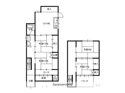 呉線 吉浦駅 徒歩5分 2階建 築61年(4DK)の間取り写真