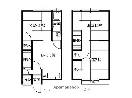 中石アパート(3DK/1階)の間取り写真