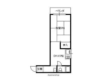サンコーポ本町(1DK/3階)の間取り写真