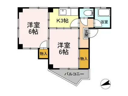 中迫ハイツ(2K/3階)の間取り写真