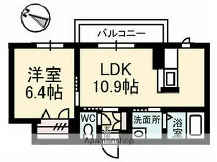 ベレオ海岸通(1LDK/3階)の間取り写真