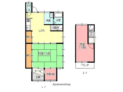 青山アパート2(2SLDK/1階)の間取り写真