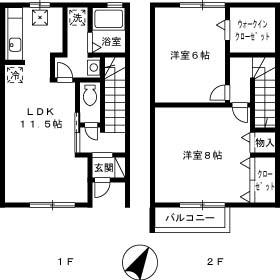 FAIRY COURT I(2LDK/1階)の間取り写真