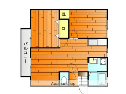 ビューテラス渡辺(2LDK/2階)の間取り写真