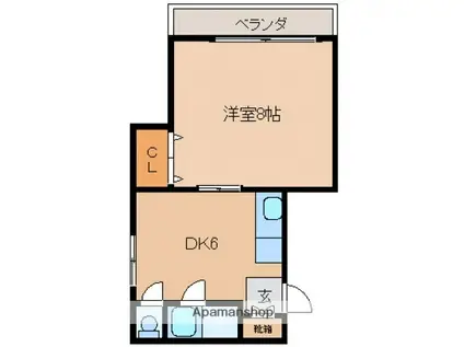 塩本ビル(1DK/2階)の間取り写真