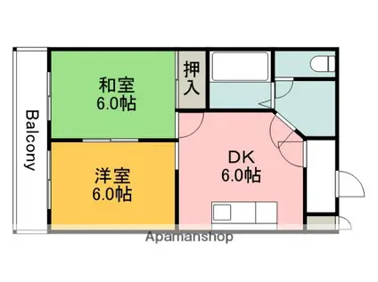 ソフィア祇園(2DK/4階)の間取り写真