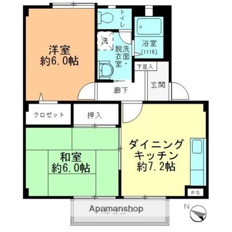 フォブール中野東(2DK/1階)の間取り写真