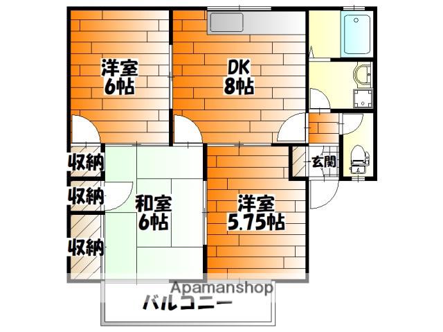 イーストフィールド弐番館(3DK/2階)の間取り写真