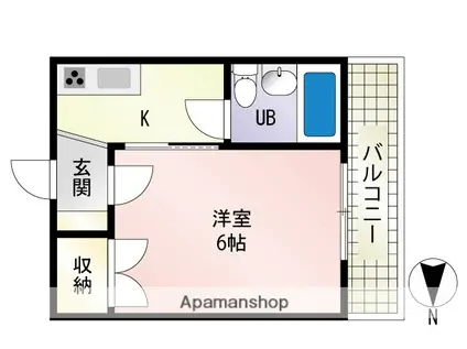 東雲ハイツ(1K/4階)の間取り写真