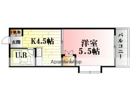 アメニティ金市Ⅰ(1DK/3階)の間取り写真
