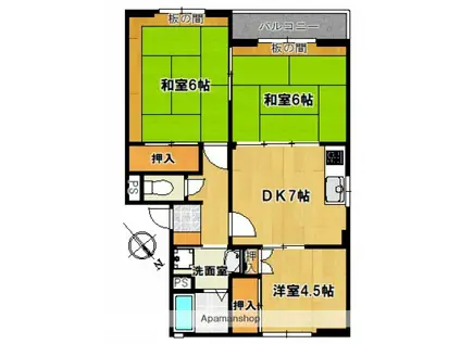 トリヴァンベール田方(3DK/2階)の間取り写真