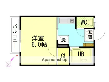 パークハイツ西蟹屋(1K/1階)の間取り写真