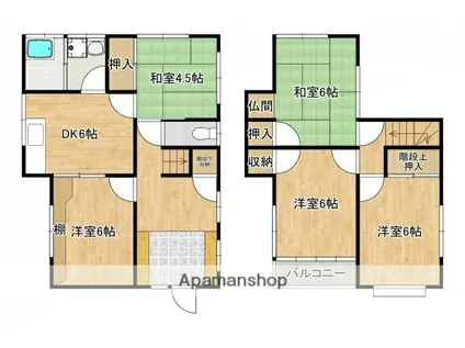 アストラムライン 不動院前駅 徒歩8分 2階建 築49年(5DK)の間取り写真