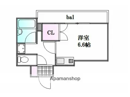 ライネスハイム(ワンルーム/3階)の間取り写真
