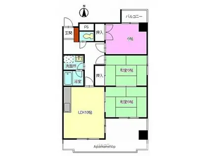 セジュールHARA(3LDK/5階)の間取り写真