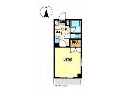 アートビル(1K/3階)の間取り写真