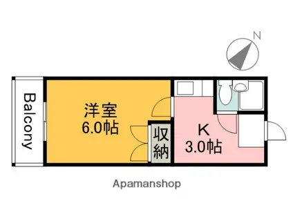 シャンテ長束(1K/3階)の間取り写真