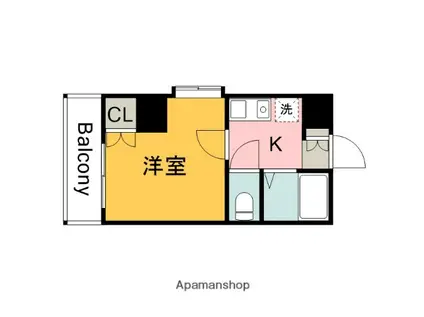 スタープラザ白島中町(1K/2階)の間取り写真