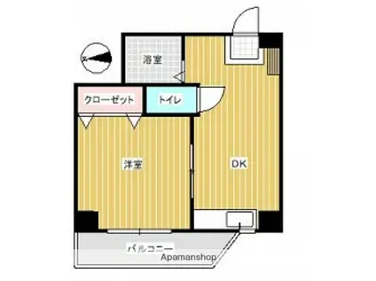 コーポ国泰寺(1DK/7階)の間取り写真