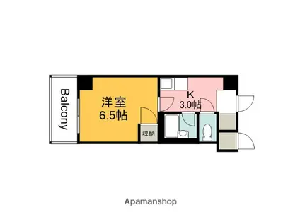 オプス6丁目(1K/4階)の間取り写真