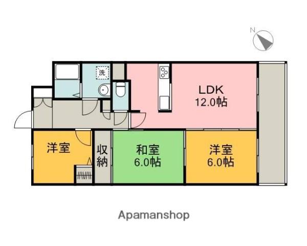 カルフール大町(3LDK/3階)の間取り写真