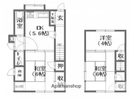 寺田貸家二戸一(3K)の間取り写真