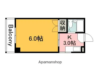 AXA舟入通(1K/6階)の間取り写真