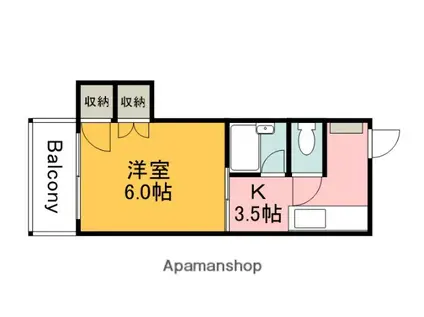 プロスパー楠木(1DK/2階)の間取り写真