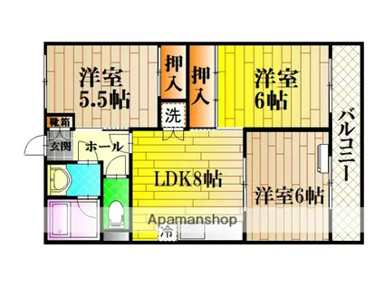 レジデンス増田(3DK/3階)の間取り写真