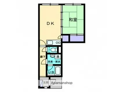 ディアメゾン御幸橋(1DK/1階)の間取り写真