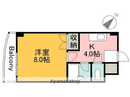 リスティア中筋(1K/5階)の間取り写真