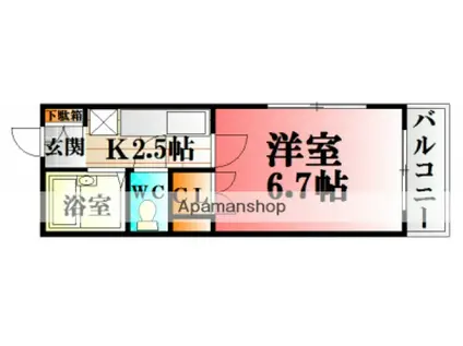 レジデンス山口2(1K/1階)の間取り写真