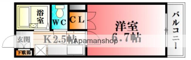 レジデンス山口2(1K/1階)の間取り写真