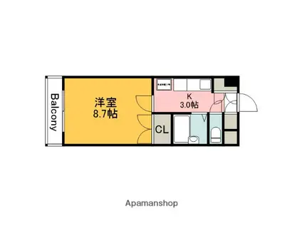 3RD IKEMOTO(1K/2階)の間取り写真