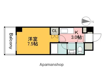 シャルマン財官Ⅲ(1K/4階)の間取り写真