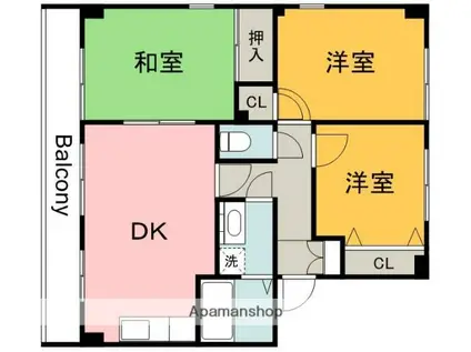 ラ・プラージュ屋代(3DK/3階)の間取り写真