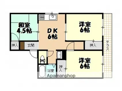 ネオハイツ沖野A棟(3DK/1階)の間取り写真